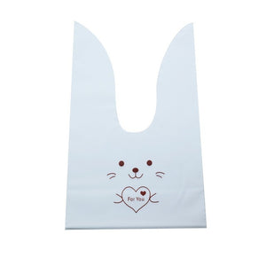 50pcs/lot Cute Rabbit Ear Bags Cookie Plastic Bags&Candy Gift Bags For Biscuits Snack Baking Package And Event Party Supplies