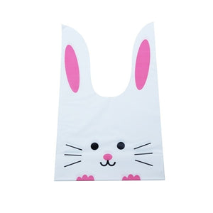 50pcs/lot Cute Rabbit Ear Bags Cookie Plastic Bags&Candy Gift Bags For Biscuits Snack Baking Package And Event Party Supplies