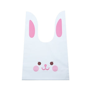 50pcs/lot Cute Rabbit Ear Bags Cookie Plastic Bags&Candy Gift Bags For Biscuits Snack Baking Package And Event Party Supplies