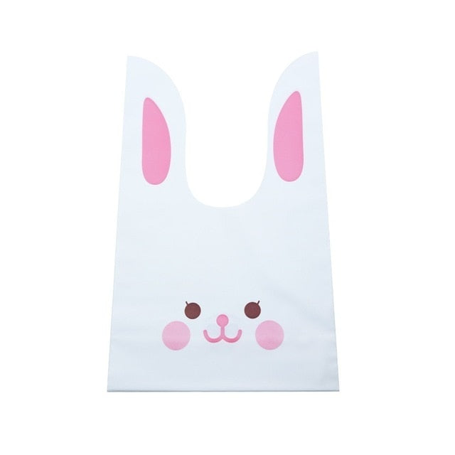 50pcs/lot Cute Rabbit Ear Bags Cookie Plastic Bags&Candy Gift Bags For Biscuits Snack Baking Package And Event Party Supplies