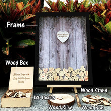 Load image into Gallery viewer, Wedding Guest Book Personalized Wedding Decoration Rustic Sweet Wedding Guestbook 120pcs Small Wood Hearts