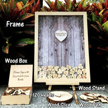 Load image into Gallery viewer, Wedding Guest Book Personalized Wedding Decoration Rustic Sweet Wedding Guestbook 120pcs Small Wood Hearts