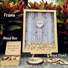 Load image into Gallery viewer, Wedding Guest Book Personalized Wedding Decoration Rustic Sweet Wedding Guestbook 120pcs Small Wood Hearts