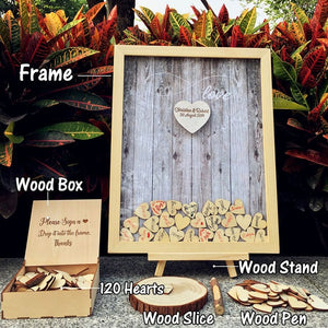 Wedding Guest Book Personalized Wedding Decoration Rustic Sweet Wedding Guestbook 120pcs Small Wood Hearts