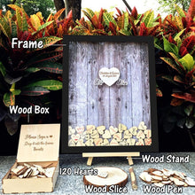 Load image into Gallery viewer, Wedding Guest Book Personalized Wedding Decoration Rustic Sweet Wedding Guestbook 120pcs Small Wood Hearts