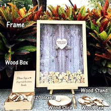 Load image into Gallery viewer, Wedding Guest Book Personalized Wedding Decoration Rustic Sweet Wedding Guestbook 120pcs Small Wood Hearts