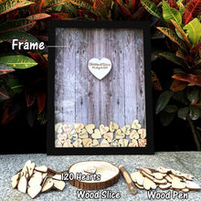 Load image into Gallery viewer, Wedding Guest Book Personalized Wedding Decoration Rustic Sweet Wedding Guestbook 120pcs Small Wood Hearts