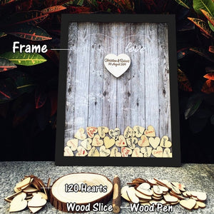 Wedding Guest Book Personalized Wedding Decoration Rustic Sweet Wedding Guestbook 120pcs Small Wood Hearts