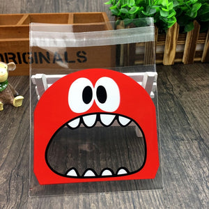 50Pcs Cute Big Teech Mouth Monster Plastic Bag Wedding Birthday Cookie Candy Gift Packaging Bags OPP Self Adhesive Party Favors