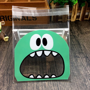 50Pcs Cute Big Teech Mouth Monster Plastic Bag Wedding Birthday Cookie Candy Gift Packaging Bags OPP Self Adhesive Party Favors