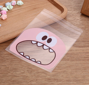 50Pcs Cute Big Teech Mouth Monster Plastic Bag Wedding Birthday Cookie Candy Gift Packaging Bags OPP Self Adhesive Party Favors