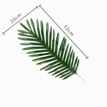 Load image into Gallery viewer, 5pcs Fake leaves Green Plastic Artificial leaf Palm leaves Island Style DIY Wedding Decoration Green Plant Photo props Party dec