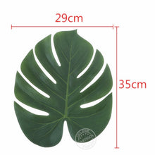 Load image into Gallery viewer, 5pcs Fake leaves Green Plastic Artificial leaf Palm leaves Island Style DIY Wedding Decoration Green Plant Photo props Party dec