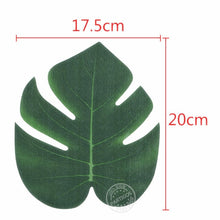 Load image into Gallery viewer, 5pcs Fake leaves Green Plastic Artificial leaf Palm leaves Island Style DIY Wedding Decoration Green Plant Photo props Party dec