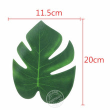 Load image into Gallery viewer, 5pcs Fake leaves Green Plastic Artificial leaf Palm leaves Island Style DIY Wedding Decoration Green Plant Photo props Party dec